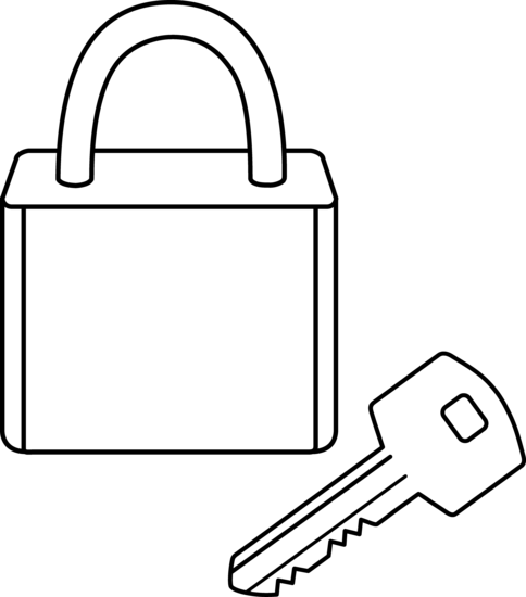 Black and white lock and key clipart