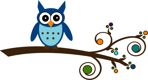 Blue Owl On Branch clip art - vector clip art online, royalty free ...