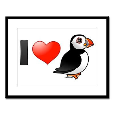 I Love Puffins Framed Print (Large) < Love and Hearts < Birdorable ...