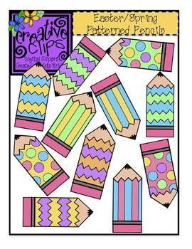 FREE} EASTER/SPRING PATTERNED PENCILS CLIPART