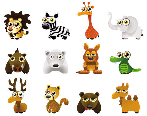 Cute Baby Animals of Zoo & Jungle free vector cartoon character ...