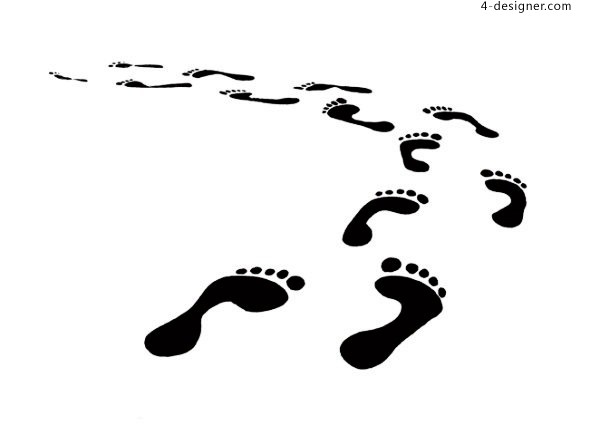 4-Designer | Black footprints vector material