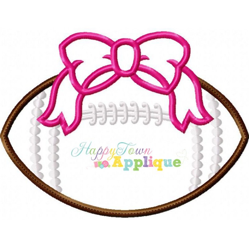 Football With Bow Applique Design