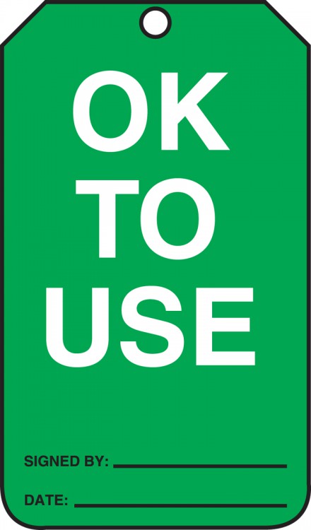 OK To Use Equipment Status Safety Tag MGT217