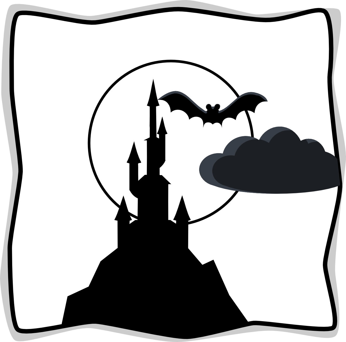 lemmling Spooky castle in full moon black white ...