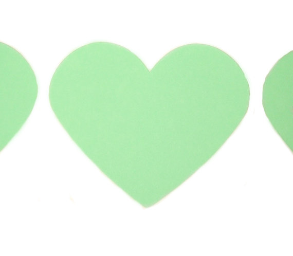 30 mint green heart stickers or seals 1.5 inch by owlandthistle