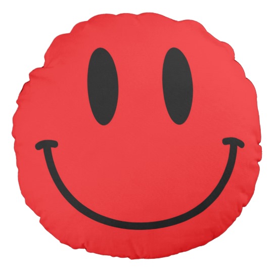 Red Smiley Face Round Throw Pillow | Zazzle