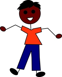 Child Playing Clipart Image - Dark skinned stick figure boy playing