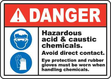 Danger Acid Caustic Sign by SafetySign.com - G4870