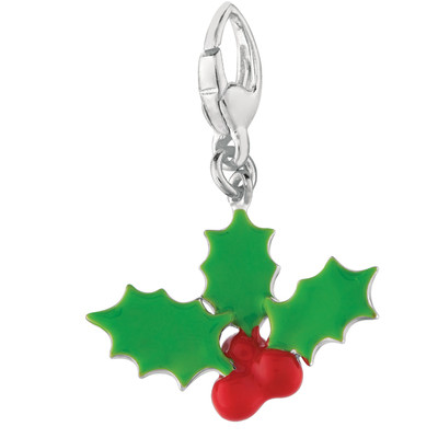 EZ Charms Sterling Silver Holly Leaves and Berries Charm | Wayfair