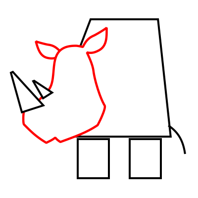 Drawing a cartoon rhino