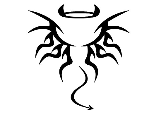 Mystical dark black devil's symbol with wings tattoo - Tattoo.wf