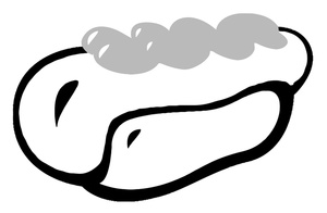 Hot Dog Clipart Image - A Black and White Hot Dog With Ketchup.