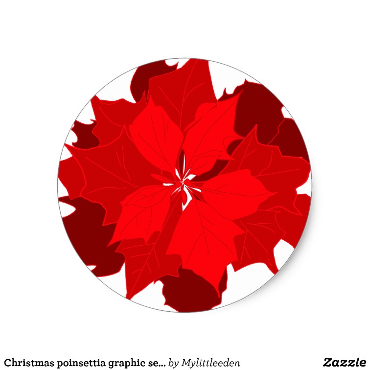 Christmas poinsettia graphic seasonal sticker | Zazzle