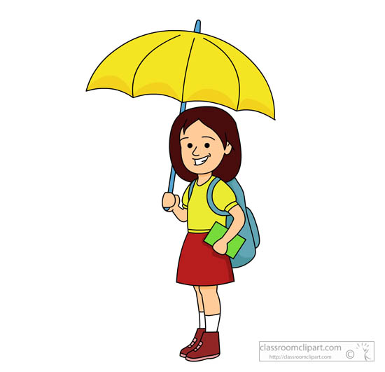 Boy holding umbrella clipart