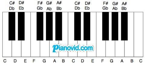 Wat zijn de namen van de pianotoetsen?