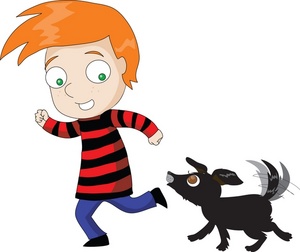 Boy And Dog Playing Clipart