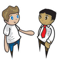 Two people talking to each other clipart