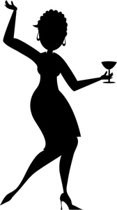 Silhouette woman dancing clipart