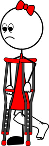 Broken Leg Clipart Image - Stick Girl with a Broken Leg