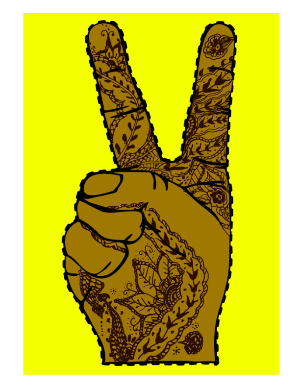 Peace Sign Henna Hand Tshirt by dot23