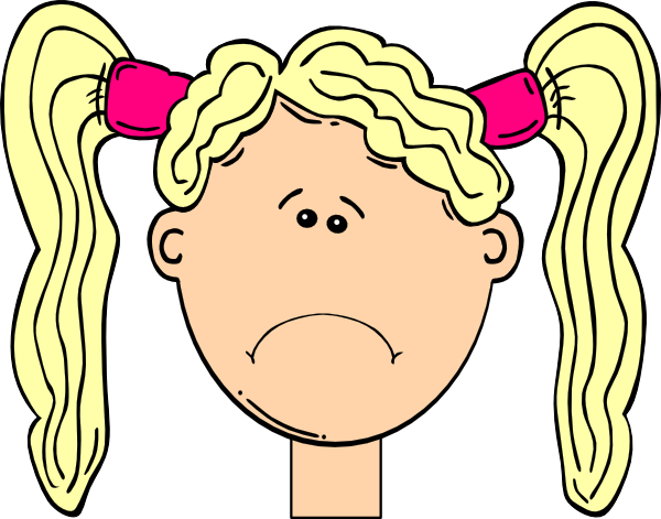 Sad Girl With Blonde Hair And Pigtails Clip Art ...