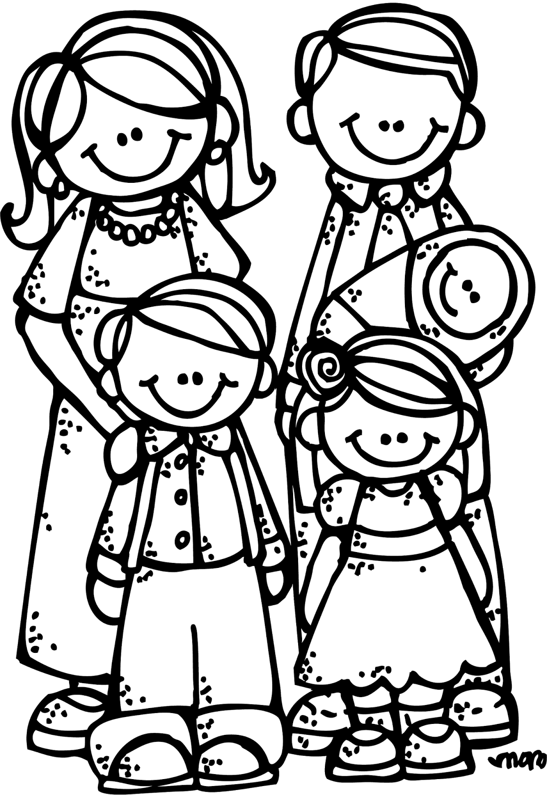 Family With Grandparents Clipart Black And White