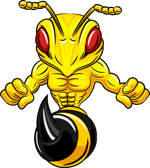 Cartoon angry bee vector illustration 02 - Vector Animal, Vector ...