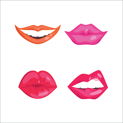 Cartoon Of A Pink Lips Kiss Clip Art, Vector Images ...