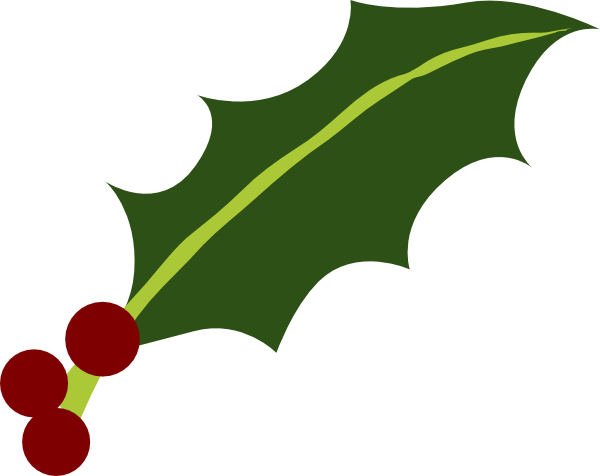 One Holly Leaf 3 Berries Clip Art - vector clip art ...