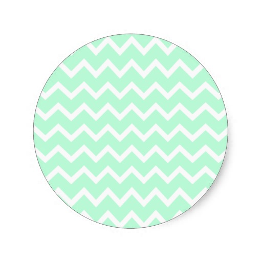 Mint Green Zigzag Chevron Stripes. Round Sticker from Zazzle.