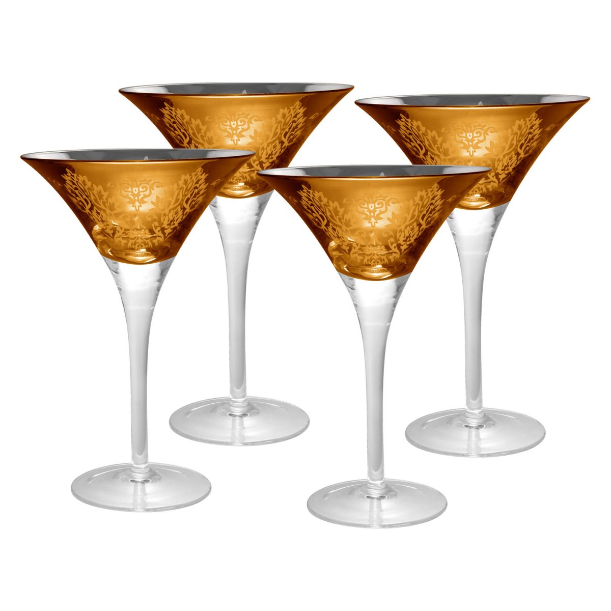 Artland Inc Gold Brocade Martini Glasses Set Of 4 Stemware At