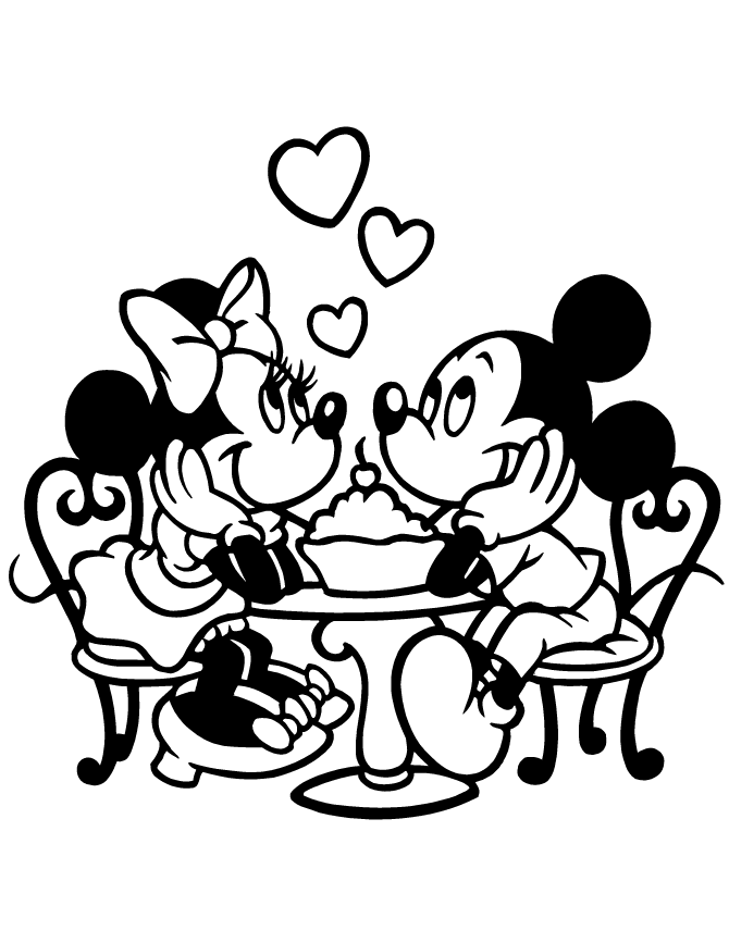 Disney Mickey And Minnie Mouse Valentine Love Coloring Page | Free ...
