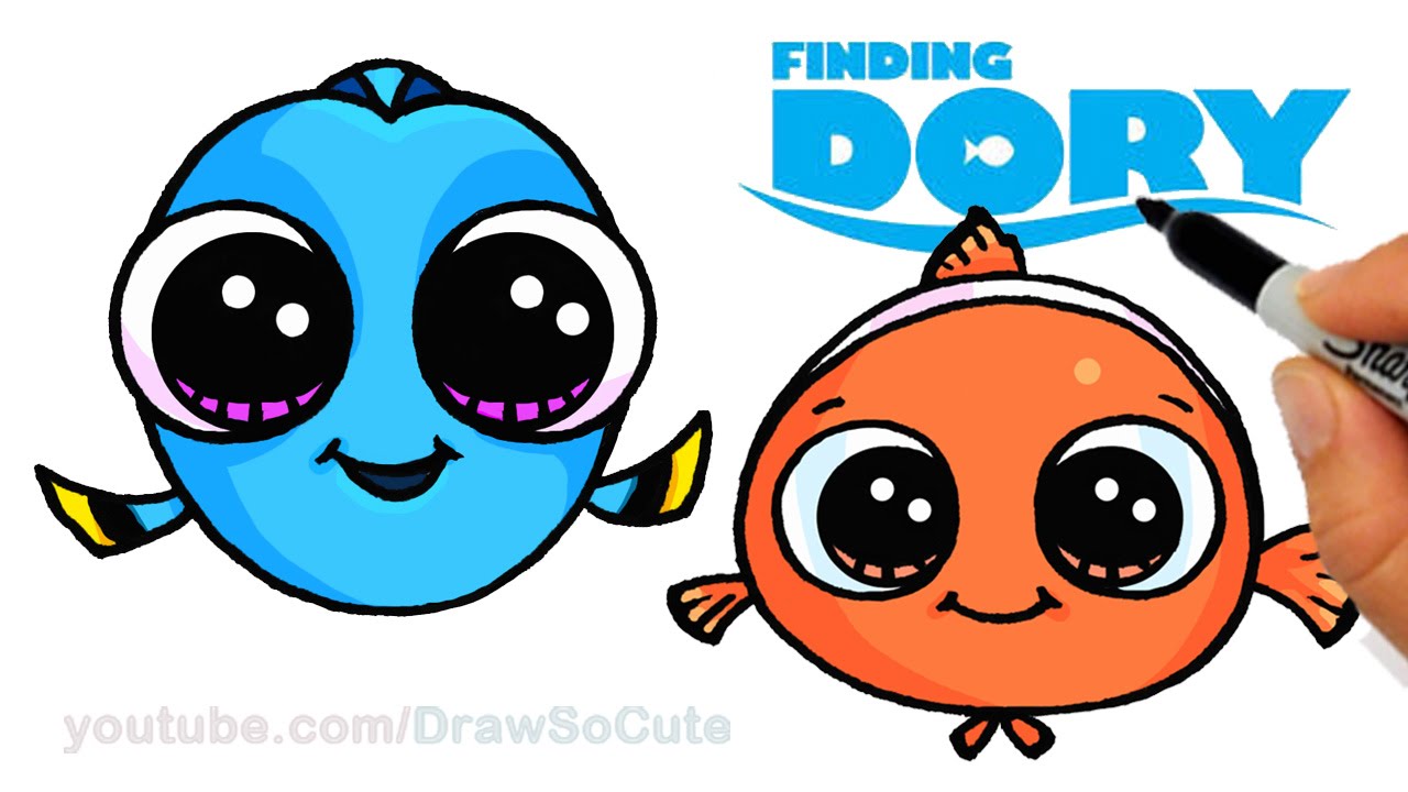 How to Draw Baby Dory and Nemo Easy step by step CUTE - Finding ...