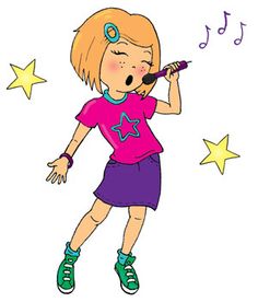 Girl with head and microphone clipart
