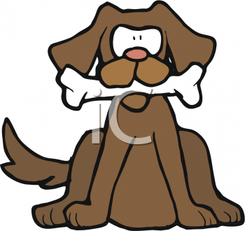 Clip Art of a Cartoon Dog with a Bone in His Mouth - AnimalClipart.net