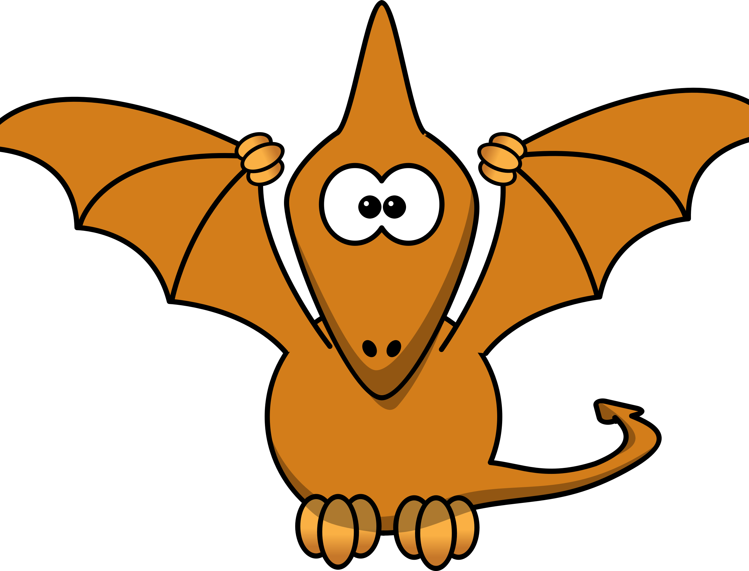 Clipart - Cartoon pterodactyl with upraised wings