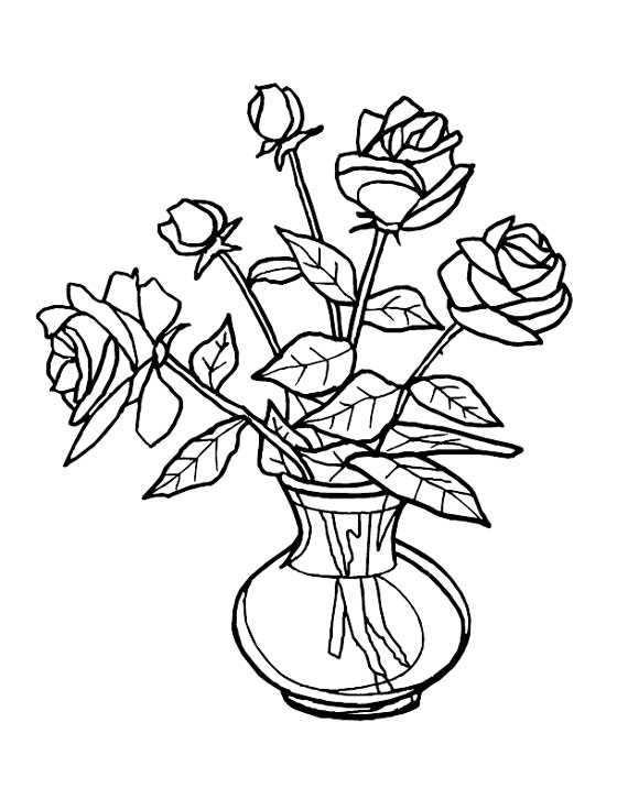 Vase Of Flowers To Colour In For Children | Free Download Kids ...