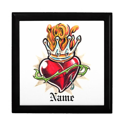 Cool Heart with Crown tattoo gift box from Zazzle.