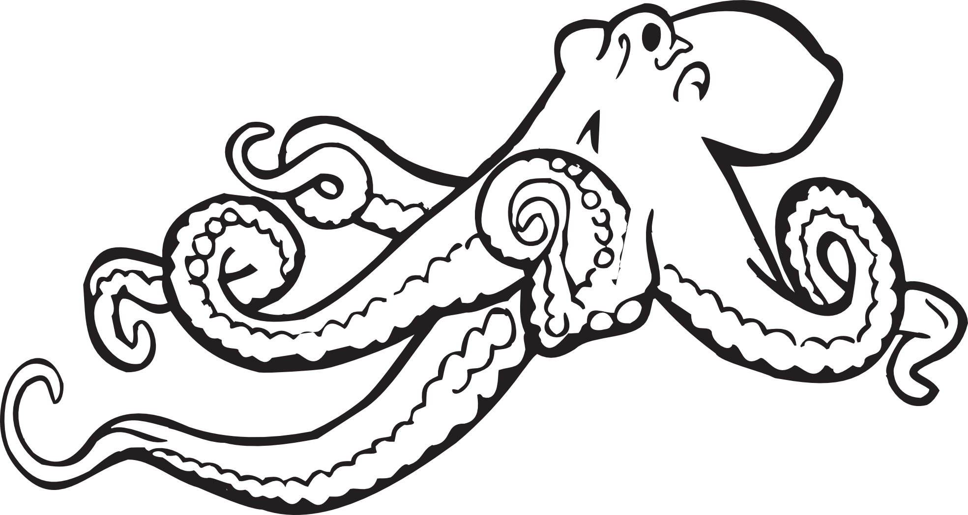 coloring book octopus black white line art ...