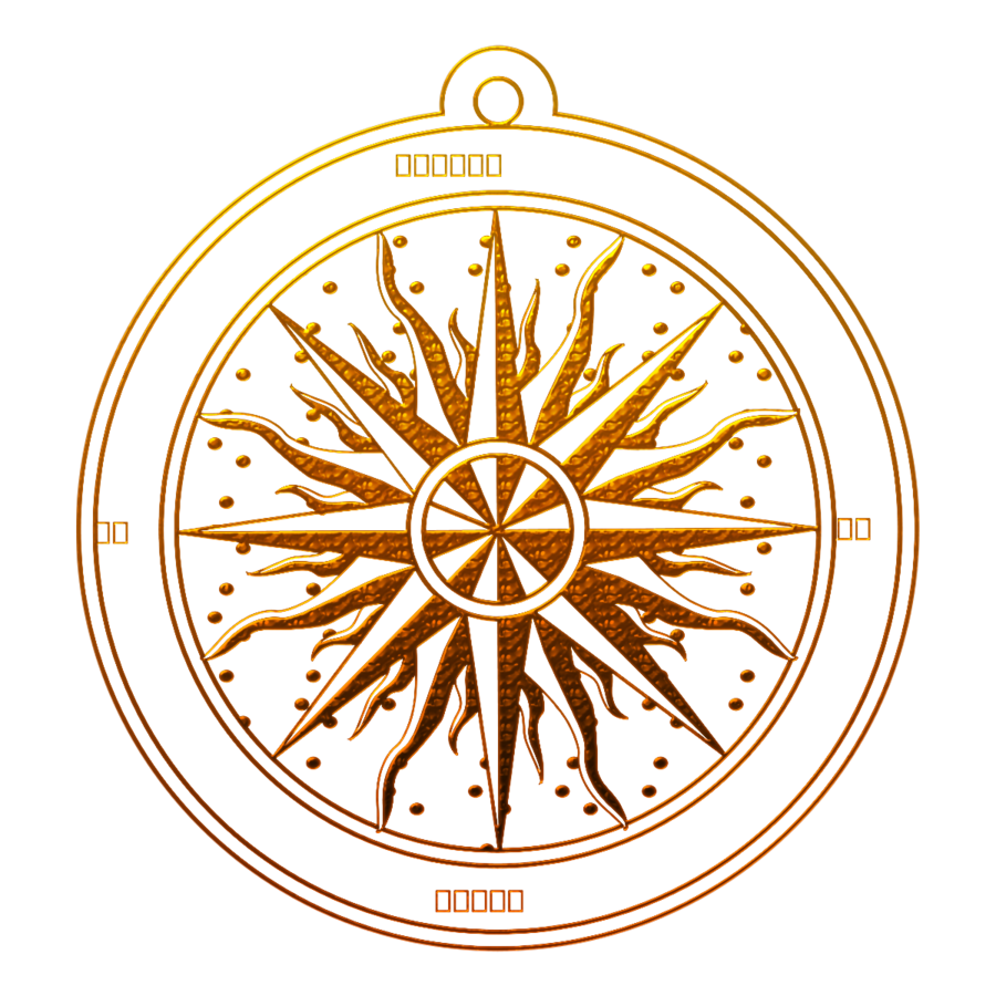 Bronzed Compass Rose with Shadow