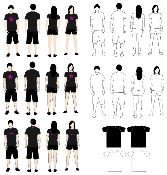 Download T-Shirt Models 2 Vector Free