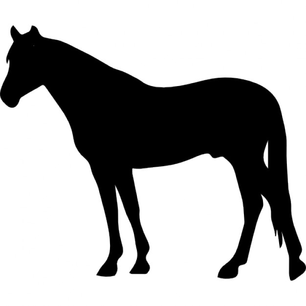 Horse black silhouette facing to left Icons | Free Download