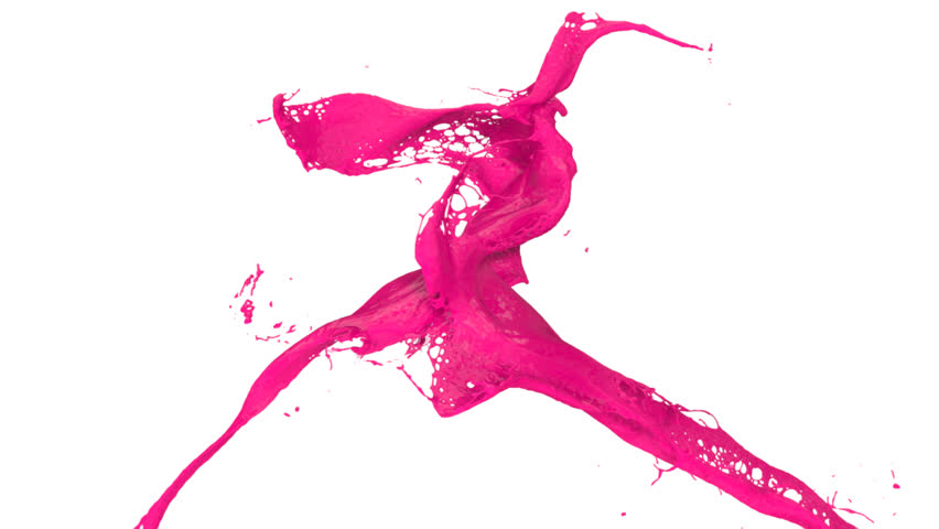 Flight Through Pink Paint Splash In Extreme Slow Motion, Alpha ...