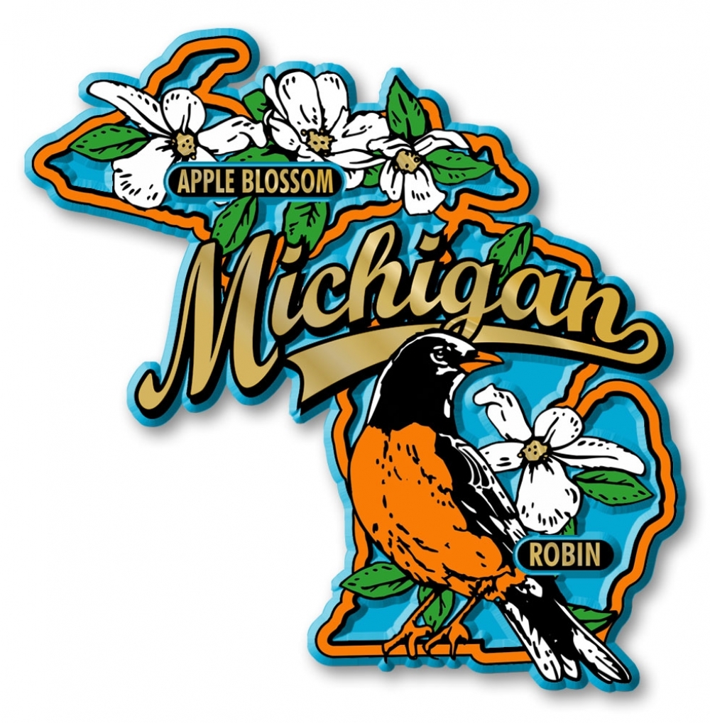 Michigan State Bird and Flower Magnet - Classic Magnets