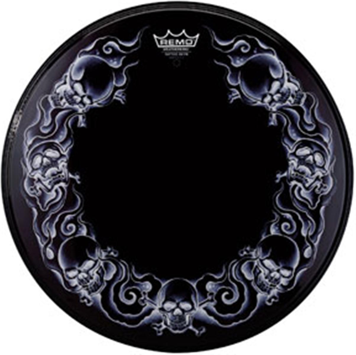 Remo Tattoo Skyn Powerstroke 20&quot; Bass Drum Black Resonant ...