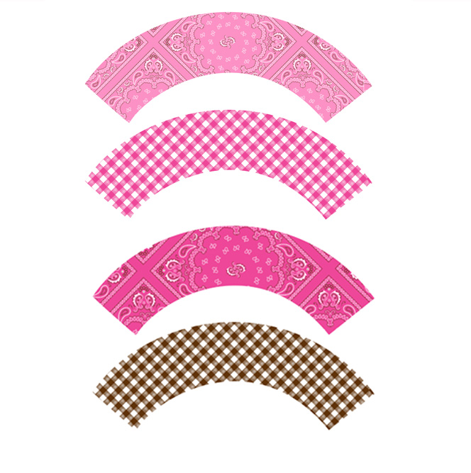 COWGIRL PINK BROWN PRINTABLE CUPCAKE WRAPPERS