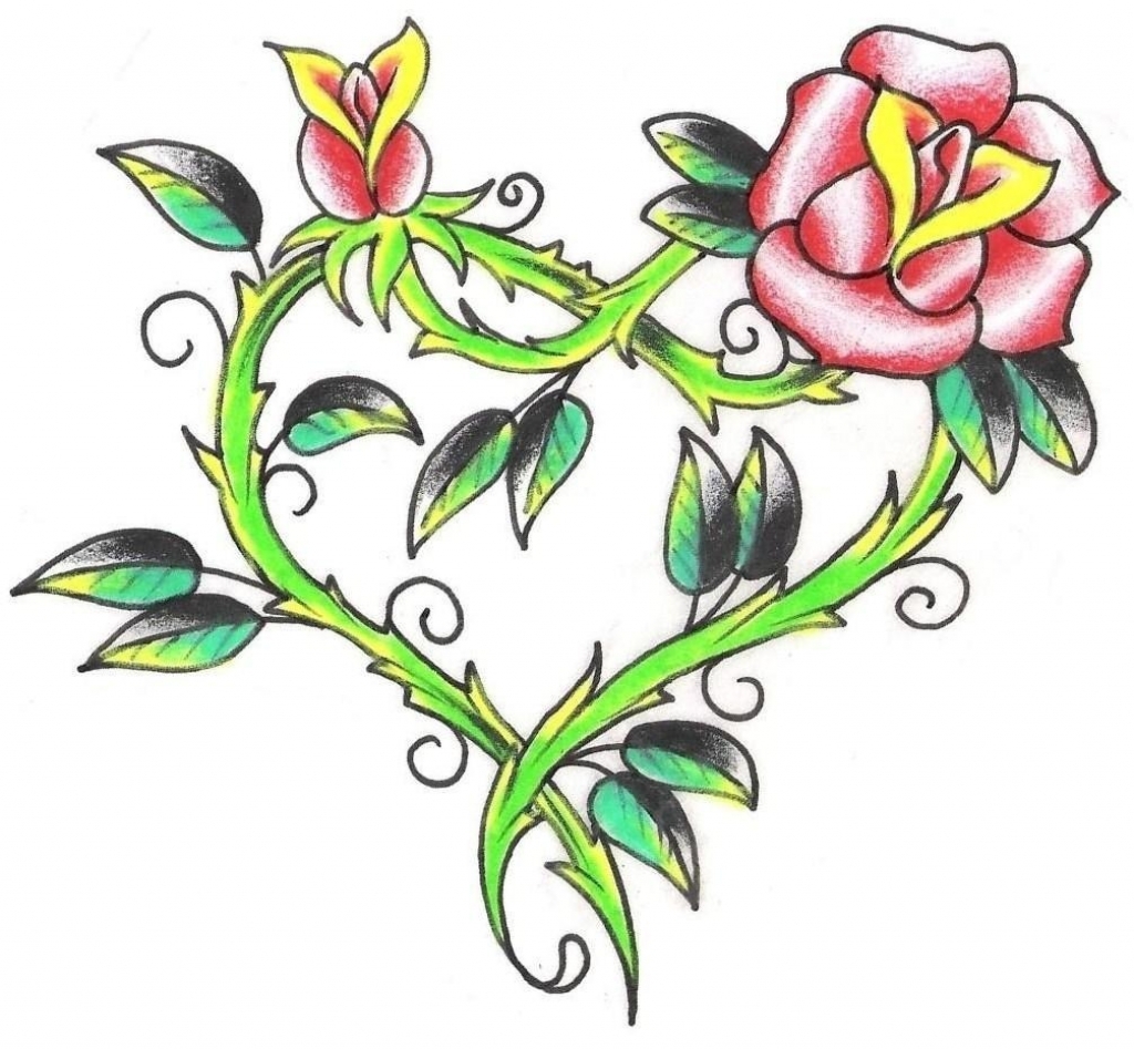 Flower And Heart Tattoo Designs Beautiful Flower And Heart Tattoo ...