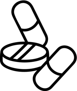 Medicine Clipart Image - Pills Against a White Background