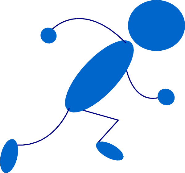 Running Blue Stick Man clip art Free Vector